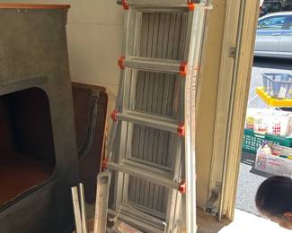 Little giant multi-position aluminum ladder set and 2 scaffold walk boards