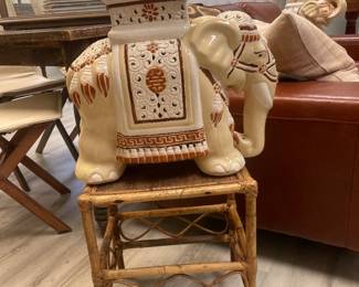 Rare pair of elephant garden stools