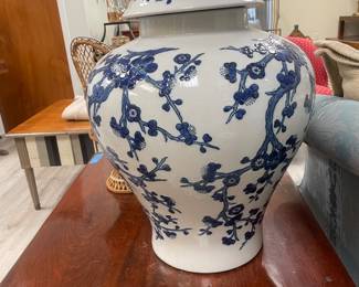 Monumental blue and white cherry blossom jar