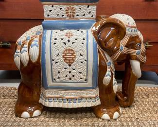 Vintage ceramic elephant plant stand/stool