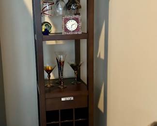 Crate and Barrel Madison Bar Wine Tower featuring an espresso finish