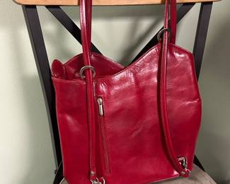 Italian leather convertible tote backpack