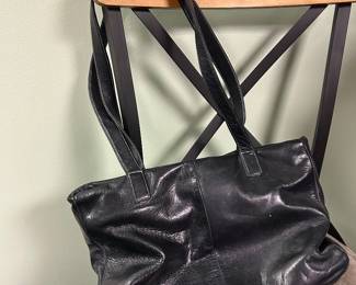 PERLINA Soft Black Leather Multi Compartment Tote Bag
