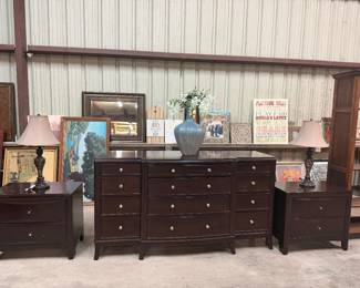 Solid wood bedroom, chest and nightstands