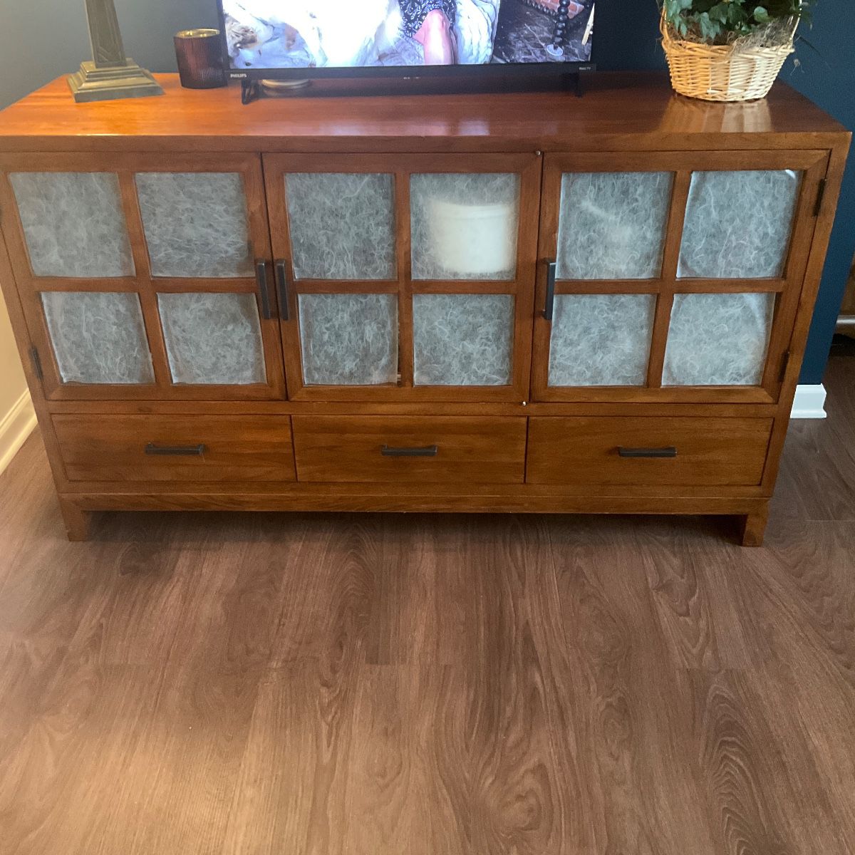 large wood media cabinet