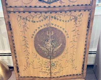 decorated wood cabinet