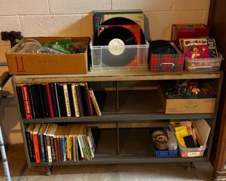 Metal Shelf/Record Albums/45 Records/Cookbooks