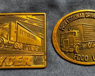 Vintage Ryder and Food Lion belt buckles