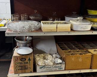 Assorted glassware/Canning jars and lids