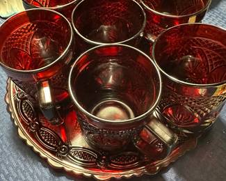 Cranberry glass set