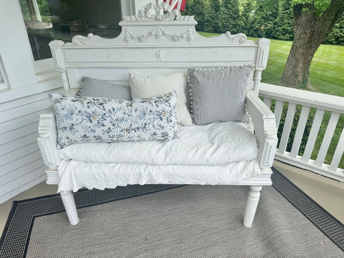 Gorgeous bent made from antique headboard