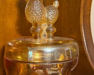 Carnival Glass Figural Poodle Powder Jar