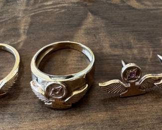 10K Gold U.S. Navy air traffic controller pins and special made rings