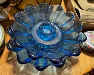 Blue Glass Candleholders