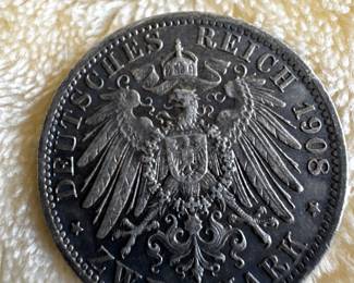 1908 German Empire 2 Mark coin