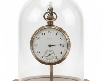 Elgin Pocket Watch in Glass Dome Display