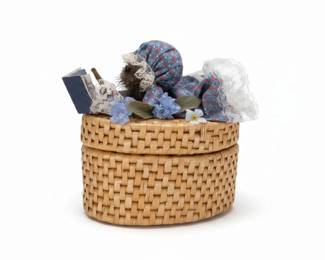 Woven Rattan Trinket Box with Fabric Doll
