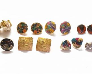 Assorted Vintage Enamel and GoldTone Costume Jewelry Earrings Collection second image