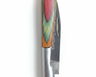 Schrade Toothpick Folding Knife with Laminated Wood Handle