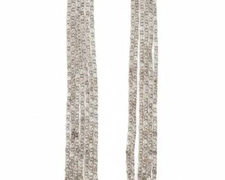 MultiStrand SilverTone Chain Necklace with Geometric Medallions