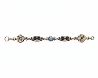 Vintage SilverTone Bracelet with Blue Stone and MarcasiteStyle Crystals