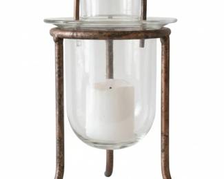 Park Designs Short Strap Metal Pillar Holder with Glass Hurricane