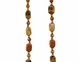 Beaded Necklace with Tigers Eye, Jasper, and Yellow Agate