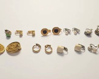 Assorted Vintage ClipOn Earrings Collection with Jade and Faux Pearls