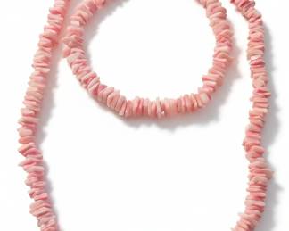 Pink Puka Shell Necklace and Bracelet Set