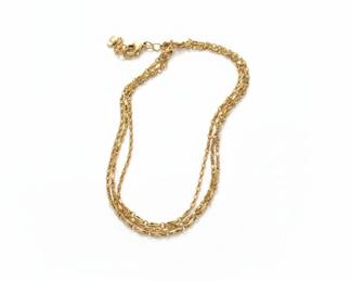 MultiStrand Gold Tone Chain Necklace