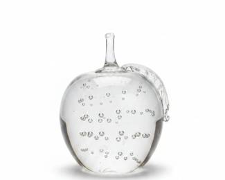 Glass Apple Paperweight with Controlled Bubbles