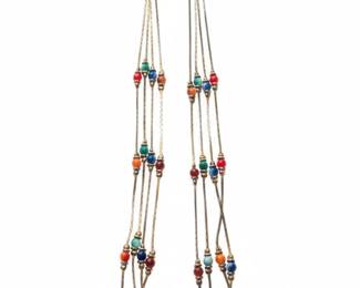 MultiStrand Beaded Necklace with GoldTone Spacers
