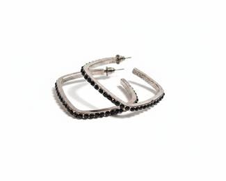 Geometric Hoop Earrings with Black Spinel