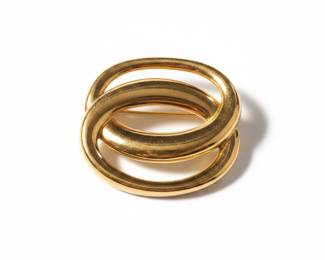 Gold Tone Interlocking Oval Brooch