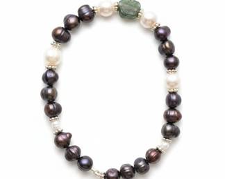 Mixed Pearl and Green Gemstone Bracelet