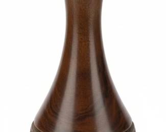 Wooden Vase with Stone Base