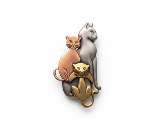 Set of Three KT Cat Brooches
