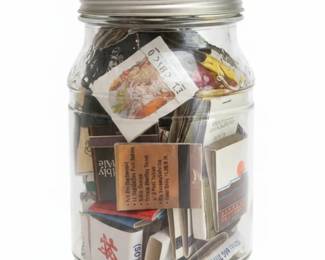 Collection of Vintage Matchbooks in a Ball Mason Jar