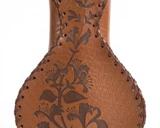 Vintage Tooled Leather Porron Wine Flask