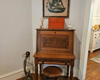 Antique Drop Desk Antique Piano Stool Asian Print