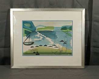 Lot 860: Original Framed Watercolor by Cabot