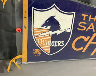 Lot 891: Vintage Football Pennants - Chargers / Buccaneers / Raiders