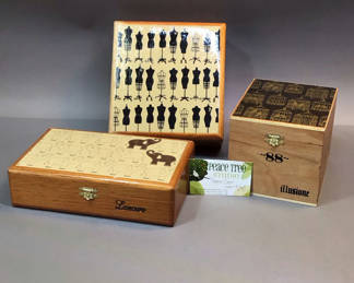Lot 901: Decoupage Cigar Boxes By Vanessa Connor
