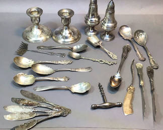 Lot 796: Sterling & Plate Silver Tableware (86+dwt)
