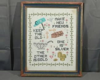 Lot 862: Vintage Framed Cross Stitch Sampler