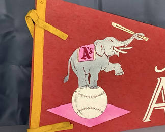 Lot 883: Vintage Baseball Pennants - Athletics / Redlegs / Indians