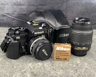 Lot 906: Nikon FA Film Camera with Nikkor Lenses & More