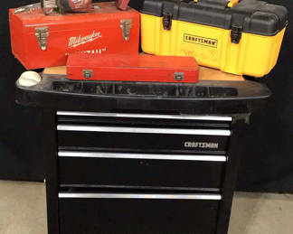 Lot 955: Craftsman Tool Chest & Toolboxes w/ Milwaukee Sawzall Tools