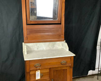 Lot 959: Antique Dry Sink With Mirror