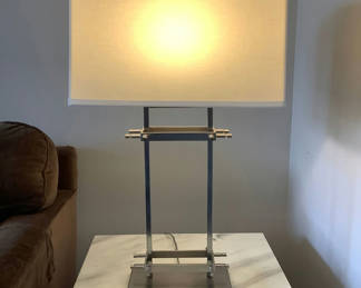 Lot 805: Brushed Silver Table Lamps